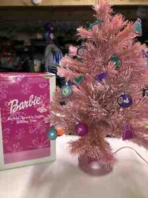 Avon Barbie Twinkle Lights Pink Holiday Christmas Tree Fiber Optic Ornaments 13A
