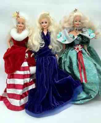 3 Vintage Barbie Dolls- 1966, Special Edition, Happy Holidays, 90â??s Release