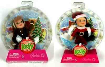 2 Barbie Happy Holiday Kelly & Friend Christmas Ornaments Kayla Miranda 4" 2007