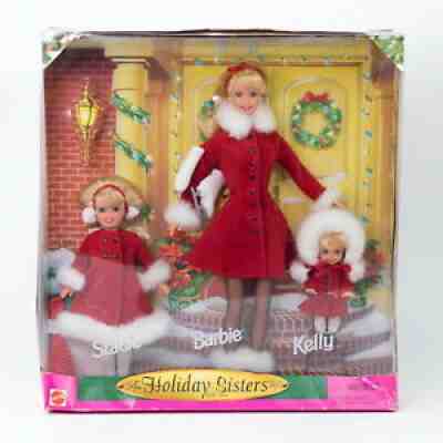 Mattel 1999 Holiday Sisters Gift Set Barbie Kelly Stacie Dolls Christmas NRFB