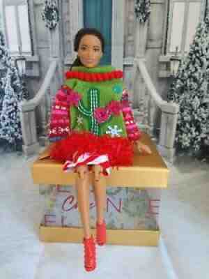 HANDMADE FOR DOLL UGLY CHRISTMAS CACTUS SWEATER CANDY CANE SKIRT CLOTHES