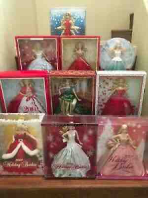 2007 - 2017 Holiday Barbie Doll Lot of 10 dolls.Â 