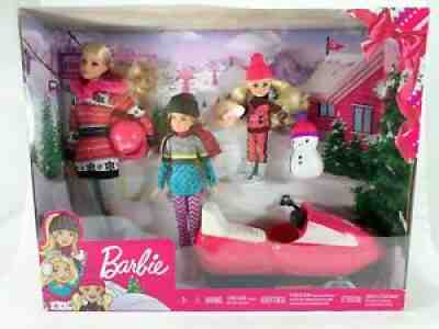 Barbie Sisters Winter Snow Fun Gift Set Barbie Stacie & Chelsea Dolls Snowmobile