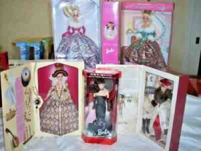 Barbie lot of 6 - Elizabethan, French, Waltz, Solo, Holiday, Winter's Eve MINT d