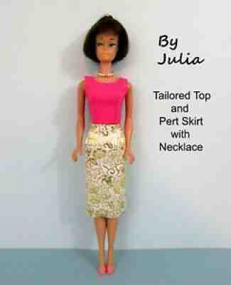 REPRODUCTION Vintage 60's Barbie TAILORED TOP & PERT SHIRT with METALLIC BROCADE
