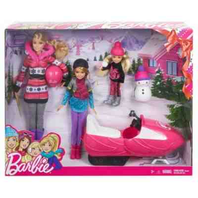 NEW Barbie Sisters Winter Snow Fun Snowmobile Gift Set Barbie, Stacie, Chelsea
