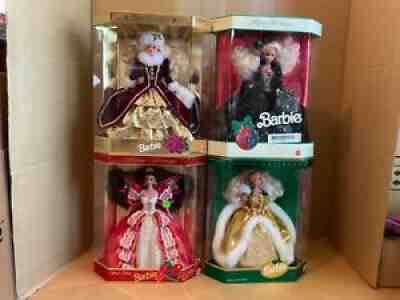 4 BARBIE HAPPY HOLIDAYS SPECIAL EDITION DOLLS 1991, 1994, 1996, 1997 NIB