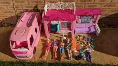 Barbie Bundle Camper Van & Barbie Glam Vacation House Dolls & Accessories
