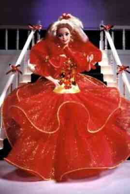 BNIB NRFB Vintage 1993 Happy Holidays Barbie Red dress special edition Blonde