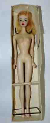 VTG #3 Blond Ponytail Barbie Nipple Solid Body Brown Eyeliner Red Nails Toes
