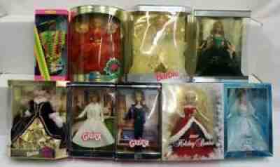 Barbie/Doll lot of 9: Ghanian, Grease, 2007 Holiday, 2004 Holiday & More NR