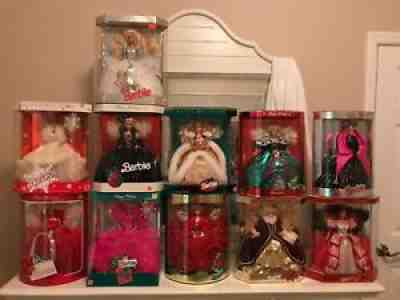 Lot 1988-1998 HAPPY HOLIDAYS Special Edition BARBIES *plus African American 1994