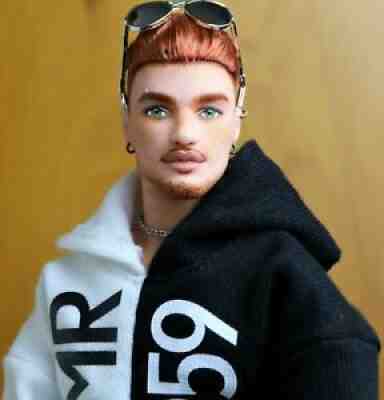 1/6 OOAK BMR1959 BARBIE KEN REPAINT RED HAIR MADE TO MOVE BODY BARBIE BASICS AA