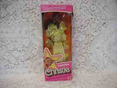 DOLL SuperStar 1976 Black CHRISTIE Barbie NRFB tnt Sunstreaked hair YELLOW DRESS