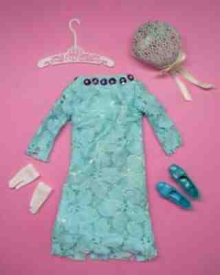BARBIE Vintage > Turquoise Lace Dress Hat Shoes Blue Purse - Japanese Exclusive