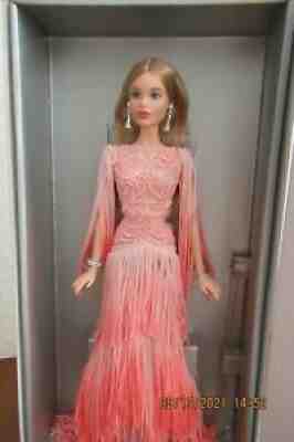 BARBIE FAN CLUB, BEAUTIFUL PLATINUM LABEL BARBIE, BLUSH FRINGED GOWN ....NRFB