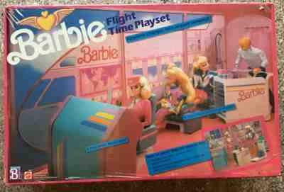 Barbie Flight Time Playset. W/ Flight Time Barbie & Ken. 3-set. 1989 NEW