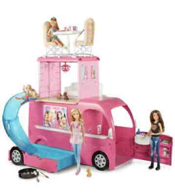 Barbie Pop-Up Camper Transforms into 3-Story Play Set with Pool! NEW!!!