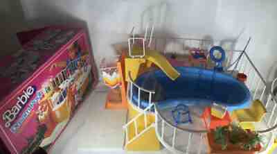 Vintage 1980 Barbie Dream Pool, Patio, Swim Accessories, Box included Used
