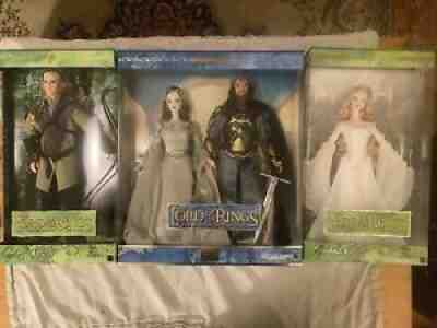 Lord of the Rings Aragorn, Arwen, Galadriel & Legolas Barbie Collector Lot NIP
