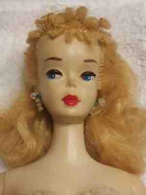 VINTAGE BLONDE PONYTAIL BARBIE DOLL 3 w/box #850 w/pearl earrings & 2 outfits