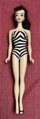 Vintage #3 Brunette Ponytail Barbie Blue Liner Nipple Body All Original GREAT