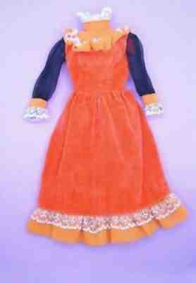 Vintage Barbie Party Lines Orange Velvet Dress 1970s Pre-1973 Clothes Outfits