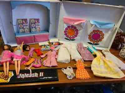 Vintage Barbie Doll lot of Francie & Casey-Dolls, Case Clothes