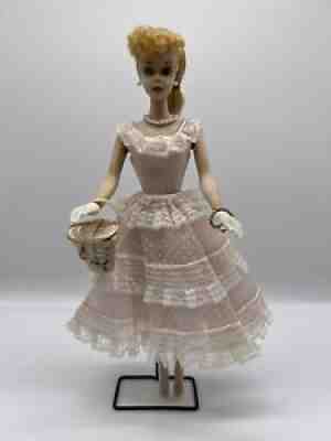 Vintage #3 Blonde Ponytail Barbie Wearing #966 Plantation Belle Dress 1959-1961
