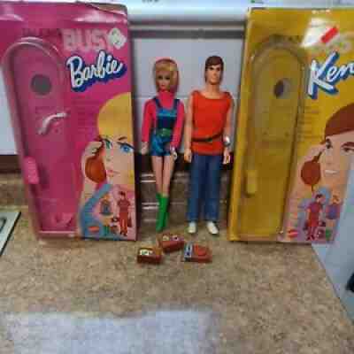 Vintage Mod Barbie 1972 #1195 Busy Talking (mute) Barbie and Ken Dolls READ