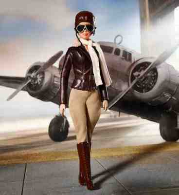 FJH64 Mattel RARE Inspiring Women Series AMELIA EARHART Aviator Barbie Doll New