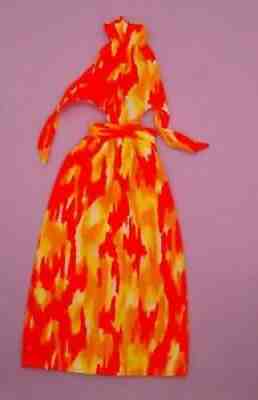 Vintage Barbie Best Buy #8680 Halter Dress Orange Yellow Rock Flowers MOD 1973