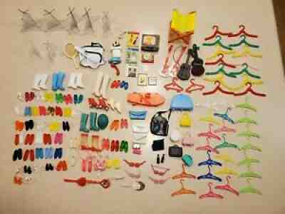 Vintage 60s Barbie Accessories Shoes BootsÂ  X Stands Hangers Purse Sunglasses TV