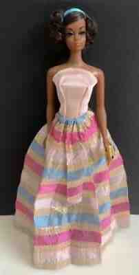 Vintage Barbie Premier Togs Glamorous Pink And Gold Evening Gown Rare -#805