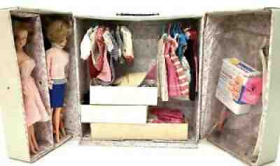 Vintage 1964 Barbie "Barbie & Skipper" Carrying Case w/ Tressy & Barbie Dolls