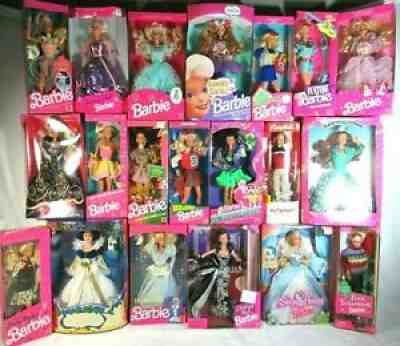LOT OF 20 BARBIE DOLLS IN ORIGINAL BOXES - ANIMAL LOVIN', SLEEPING BEAUTY, - NR