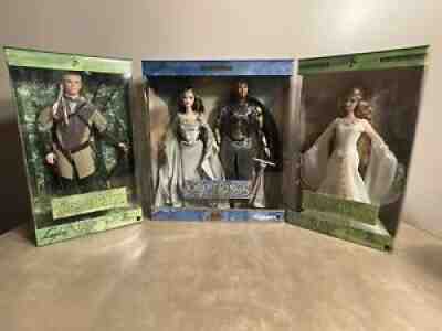 2003 Lord of the Rings Aragorn Arwen Galadriel /Legolas Barbie Collector Lot NIP