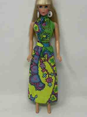 Vintage Barbie Clothes RARE HALTER DRESS #8680 IN BLOOMS #3424 Variation FABRIC