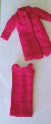 Vintage 1967 Barbie Japanese Market Exclusive Fuchsia Knit Dress & Coat Set 2621