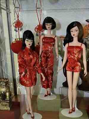 Silkstone Barbie Chinoiserie Red Midnight, Red Sunset and Red Moon