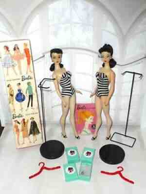 Vintage #3 PONYTAIL BARBIE DOLL LOT BROWN & BLUE EYELINER TM STAND ORIGINAL BOX