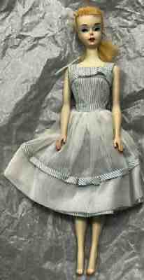 1960 VINTAGE BLONDE PONYTAIL BARBIE DOLL 3 w/ HTF BLUE SHADOW - Nipple Body!