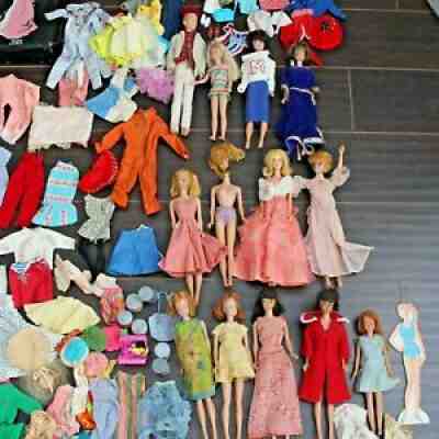 Vintage Barbie Dolls Lot Midge Ken Skipper 1960 1963 1958 Japan Case Clothing