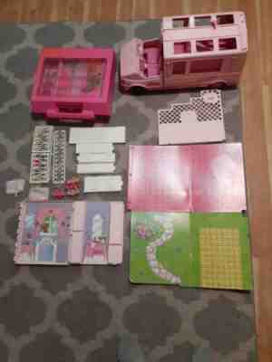 Vintage Barbie Magic RV Motor Home & Fold N Fun Doll House w/ Carrying Case Lot