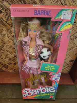 NEW 1988 Animal Lovin' Safari Fashion Barbie Doll w/ Panda Mattel #1350
