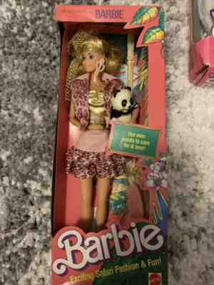 NEW 1988 Animal Lovin' Safari Fashion Barbie Doll w/ Panda Mattel #1350