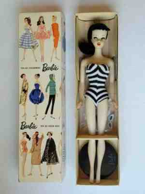 Vintage BARBIE Rare TM Brunette #2 Ponytail (1959) Original R Box CompleteÂ 