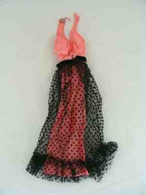 Vintage Barbie Dress Pink Halter W/ Black Polka Dot Lace 8688 AS-IS Please Read