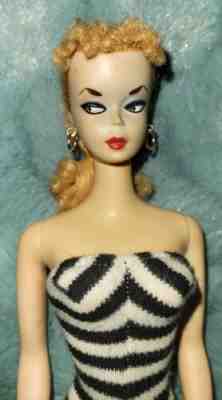 RARE Mattel Vintage #1 HAND PAINTED 1959 Blonde BARBIE, Possible Nipple Body?