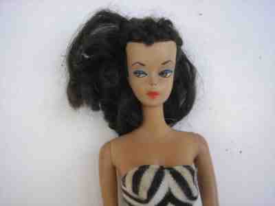 Vtg. Mattel Brunette Pony-tail BARBIE Doll 1959-Original Swimsuit, Shoes, Sungl